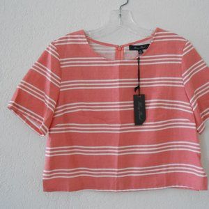 **CLEARANCE** Honey Punch Striped Coral Crop Top